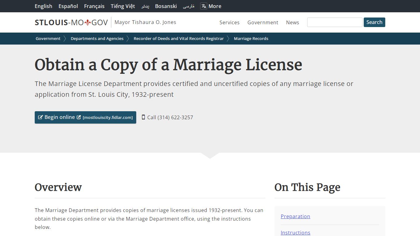 Obtain a Copy of a Marriage License - St. Louis